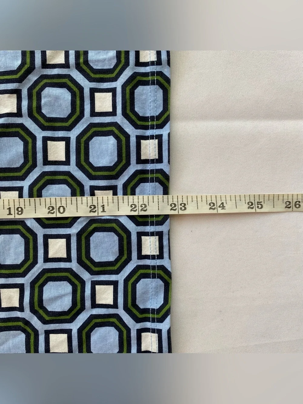 Tory Burch Louis Blue/ White/ Green Geometric Print Cotton T-Shirt Size Medium